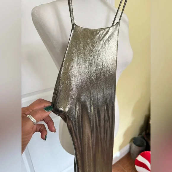 Midi Slip Dress, Liquid Metal bronze/gold color, bodycon, gorgeous!!
Small/XS - Picture 9 of 11